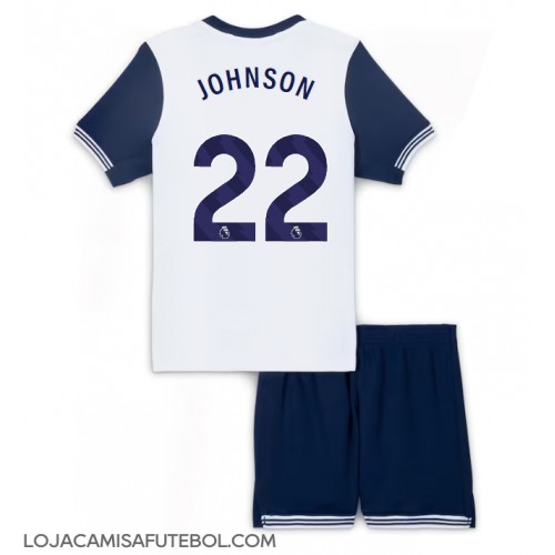 Camisa de Futebol Tottenham Hotspur Brennan Johnson #22 Equipamento Principal Infantil 2024-25 Manga Curta (+ Calças curtas)